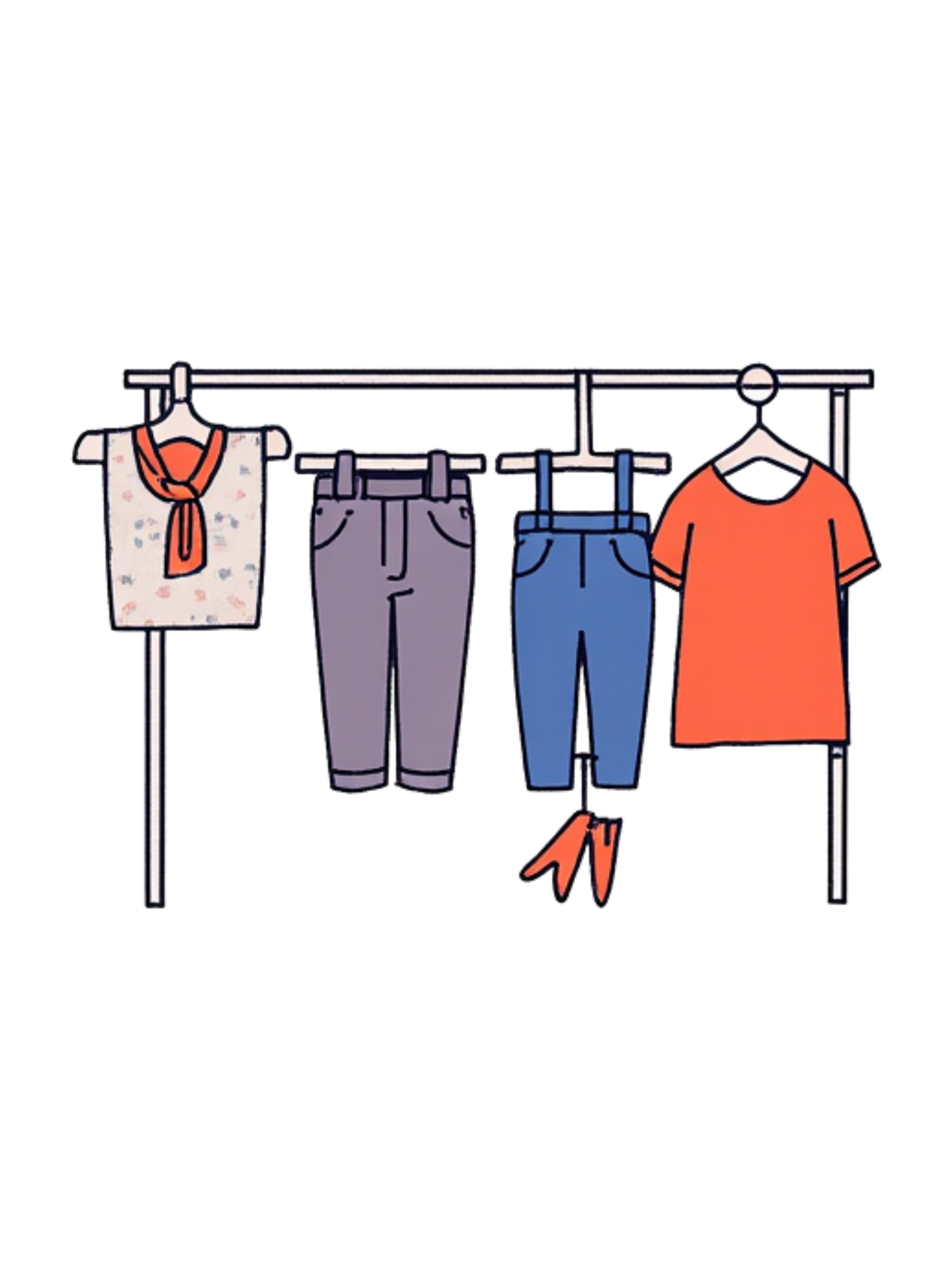 Fashion clothing rack illustration